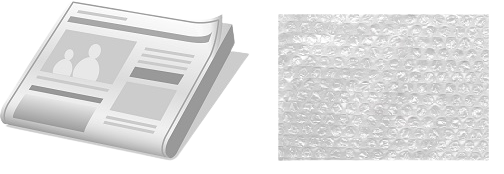 新聞紙と梱包材
