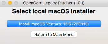 Select local macOS Installer