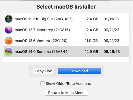 macOS 14 Sonoma ダウンロード
