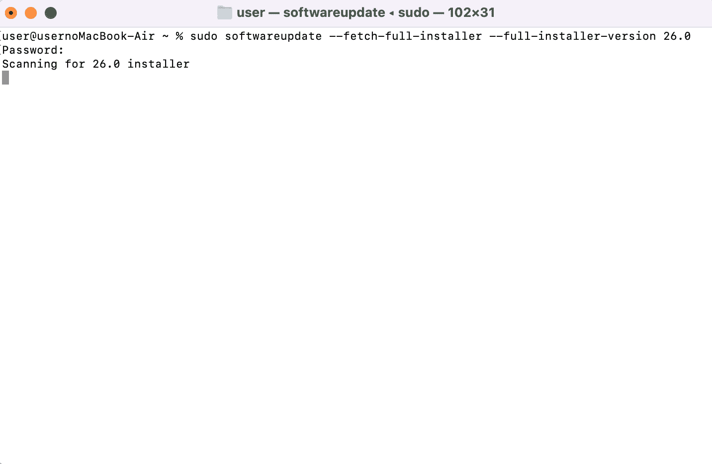 ターミナルでコマンドを入力