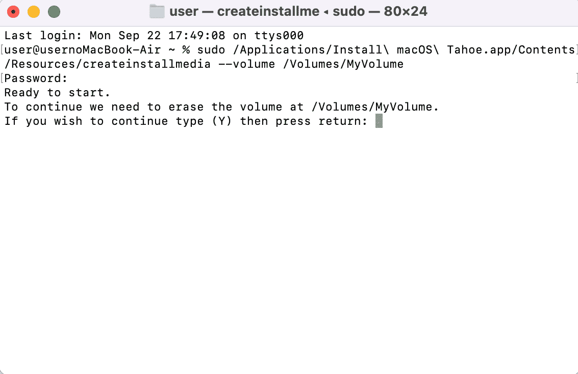 ターミナルでコマンドを入力
